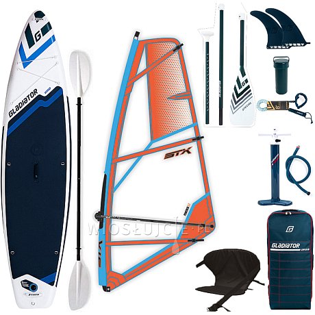 Komplet windsurfingowy COMBO GLADIATOR WindSUP 11'6 z pędnikiem STX - pompowany paddleboard, windsurfing, kajak (594861)