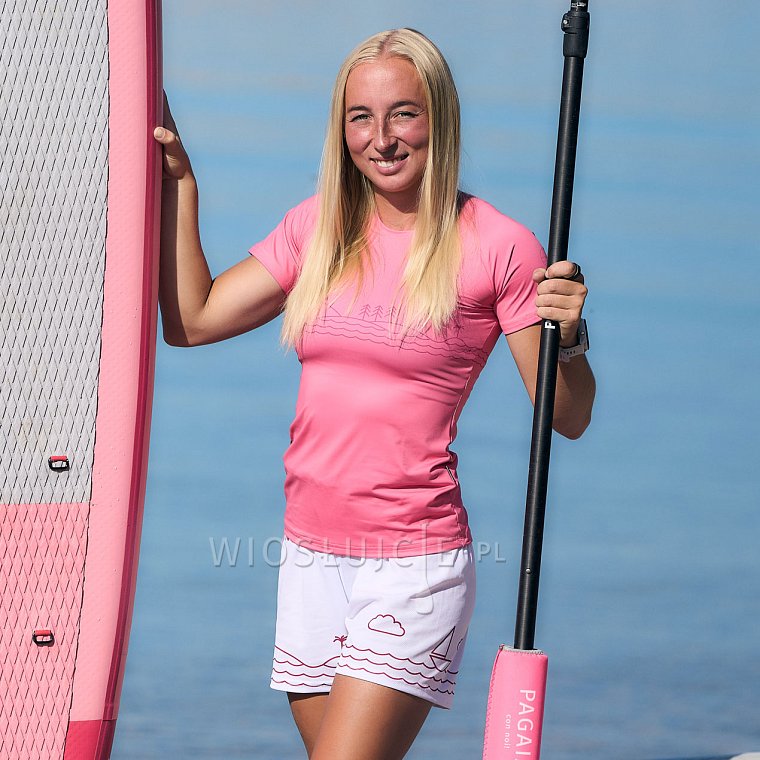 Koszulka damska lycra PADDLEBOARDING PINK - krótki rękaw