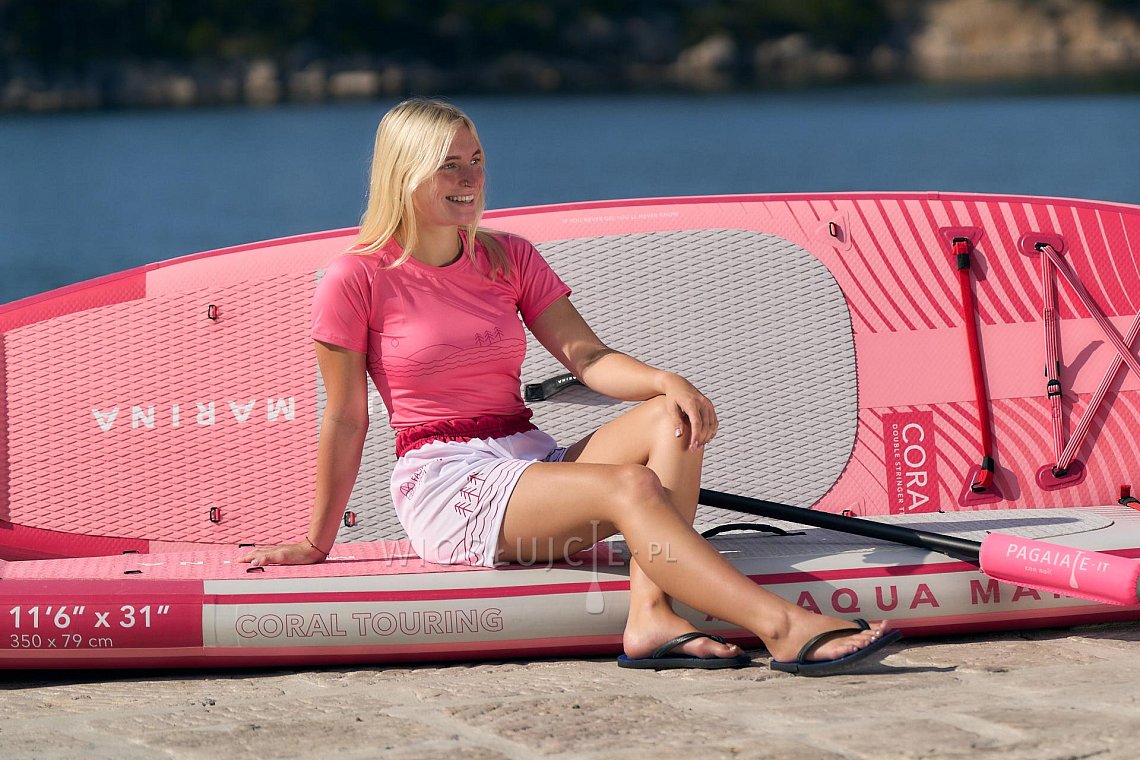 Koszulka damska lycra PADDLEBOARDING PINK - krótki rękaw