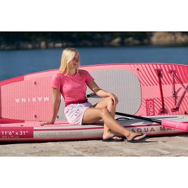 Koszulka damska lycra PADDLEBOARDING PINK - krótki rękaw