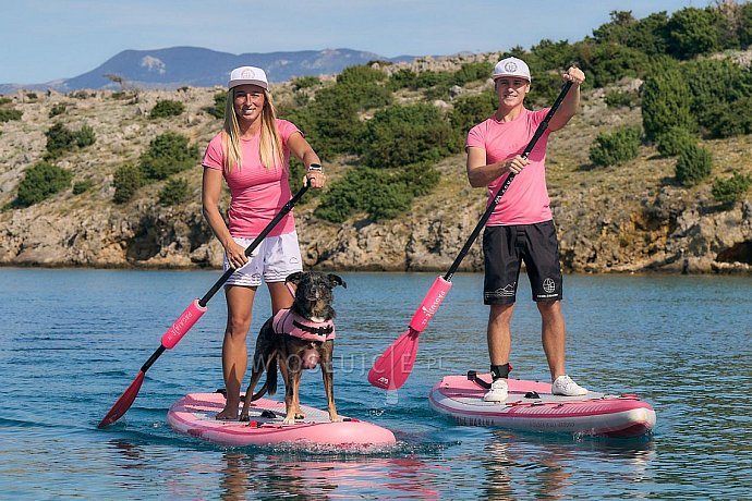 Koszulka damska lycra PADDLEBOARDING PINK - krótki rękaw