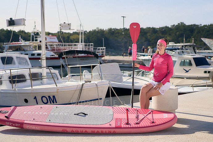 Koszulka damska lycra PADDLEBOARDING DARK PINK - długi rękaw