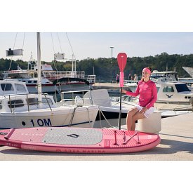 Koszulka damska lycra PADDLEBOARDING DARK PINK - długi rękaw