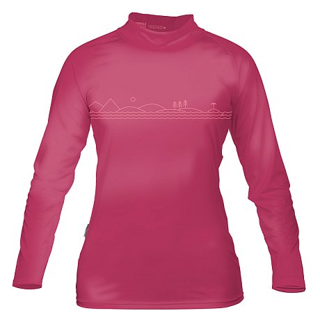 Koszulka damska lycra PADDLEBOARDING DARK PINK - długi rękaw