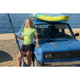 Koszulka damska lycra PADDLEBOARDING NEON GREEN - krótki rękaw