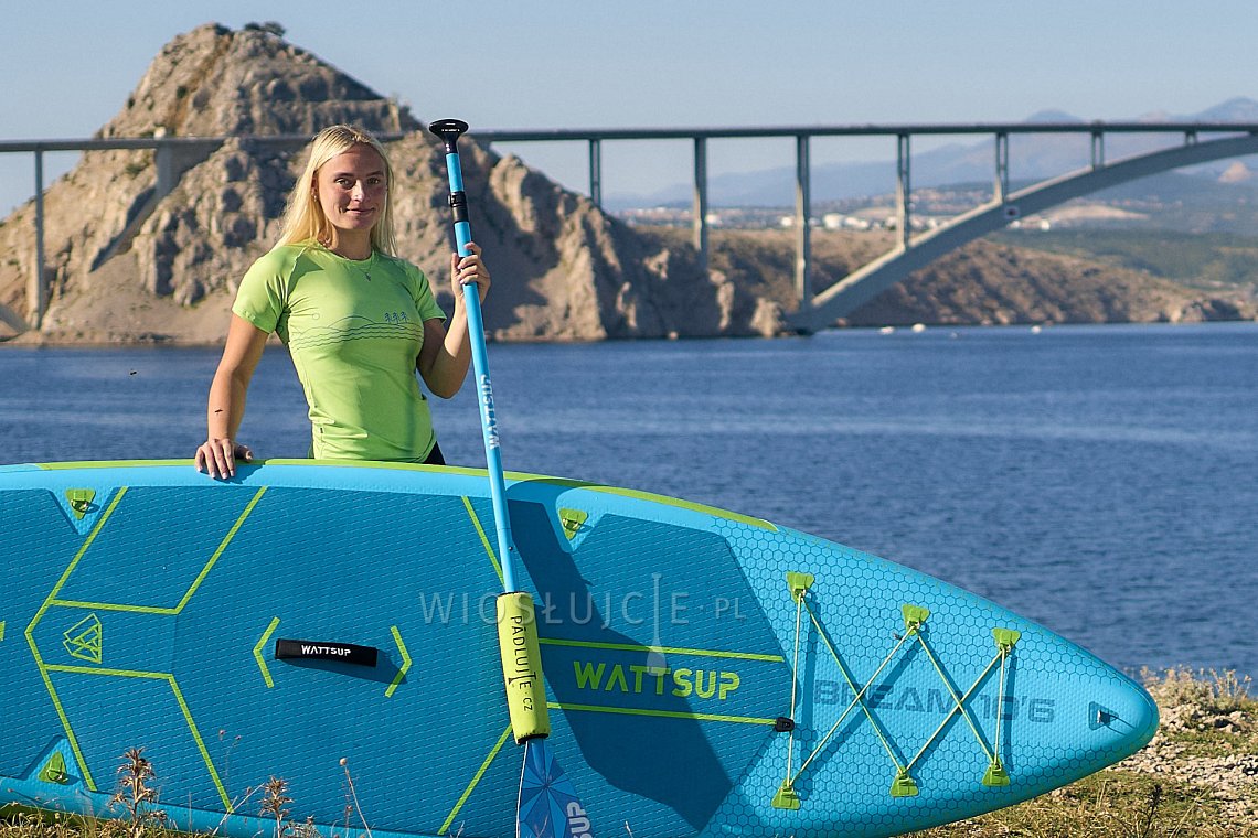 Koszulka damska lycra PADDLEBOARDING NEON GREEN - krótki rękaw