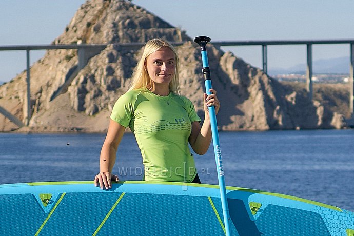 Koszulka damska lycra PADDLEBOARDING NEON GREEN - krótki rękaw