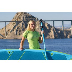 Koszulka damska lycra PADDLEBOARDING NEON GREEN - krótki rękaw