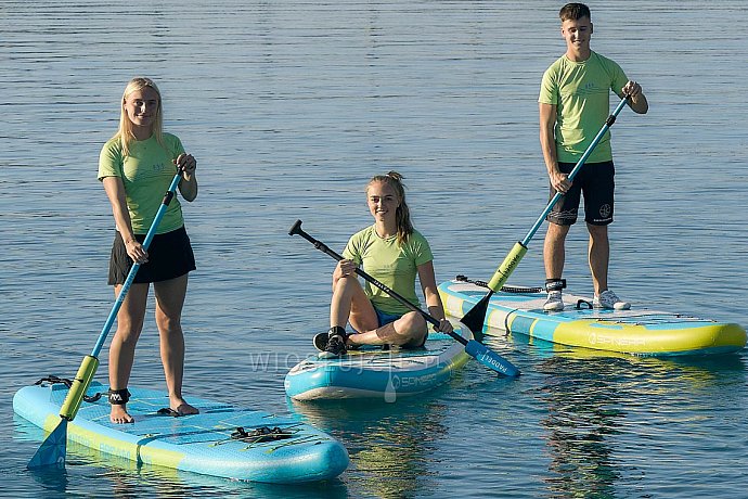 Koszulka damska lycra PADDLEBOARDING NEON GREEN - krótki rękaw