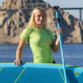 Koszulka damska lycra PADDLEBOARDING NEON GREEN - krótki rękaw