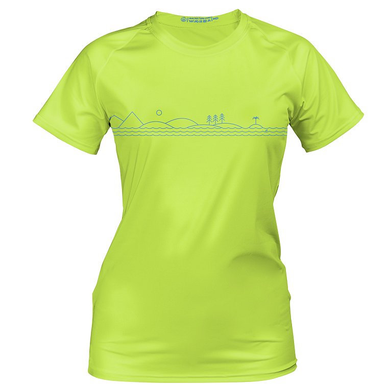 Koszulka damska lycra PADDLEBOARDING NEON GREEN - krótki rękaw