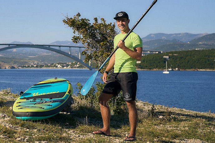 Koszulka męska lycra PADDLEBOARDING NEON GREEN - krótki rękaw