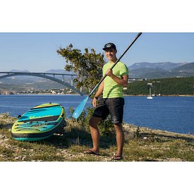 Koszulka męska lycra PADDLEBOARDING NEON GREEN - krótki rękaw