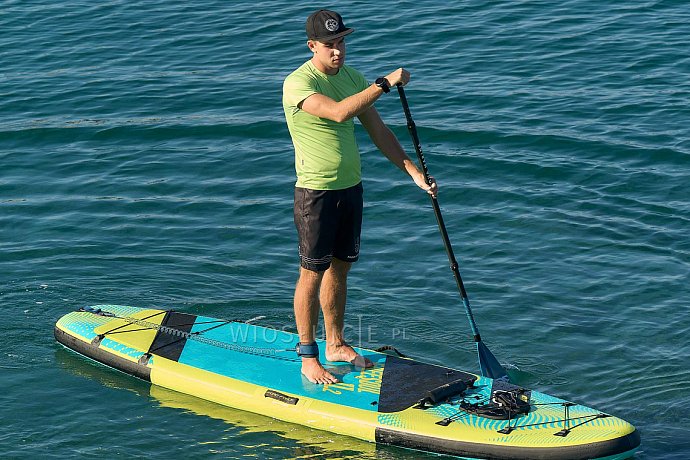 Koszulka męska lycra PADDLEBOARDING NEON GREEN - krótki rękaw