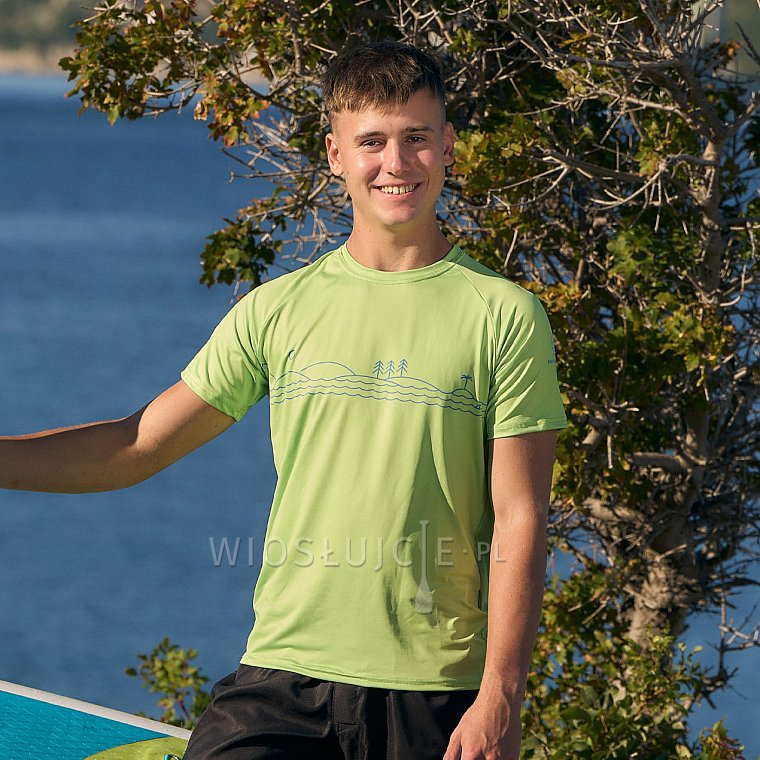 Koszulka męska lycra PADDLEBOARDING NEON GREEN - krótki rękaw