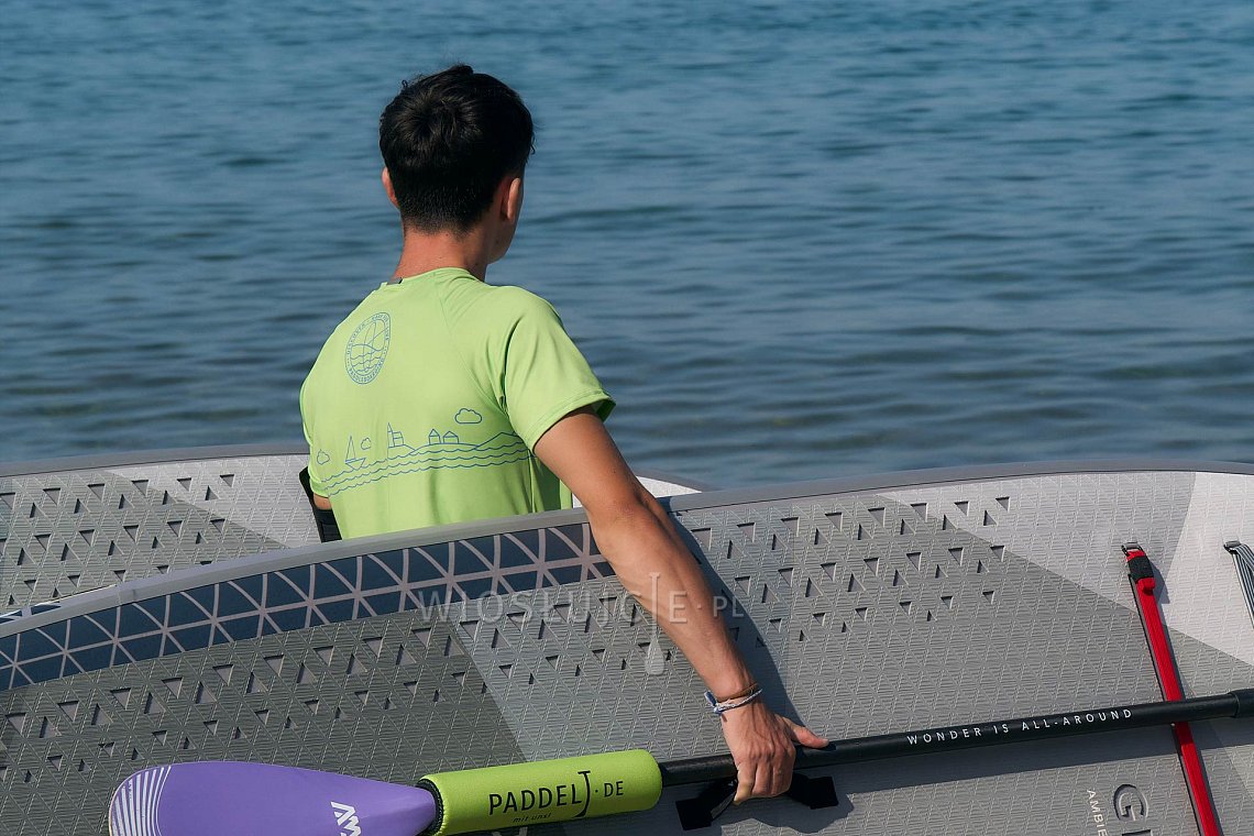 Koszulka męska lycra PADDLEBOARDING NEON GREEN - krótki rękaw