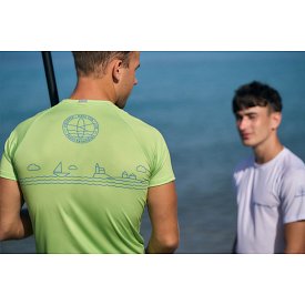 Koszulka męska lycra PADDLEBOARDING NEON GREEN - krótki rękaw