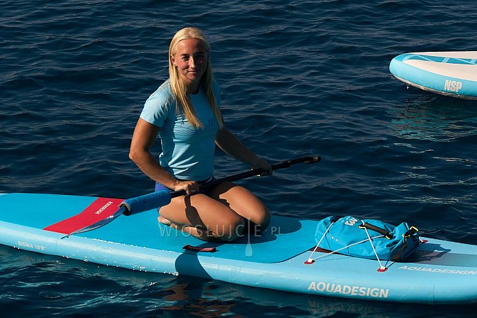 Koszulka damska lycra PADDLEBOARDING LIGHT BLUE - krótki rękaw