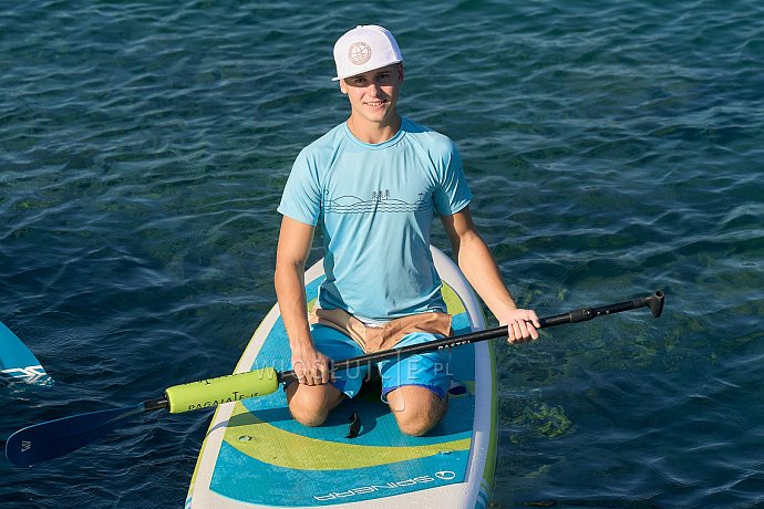 Koszulka męska lycra PADDLEBOARDING LIGHT BLUE - krótki rękaw