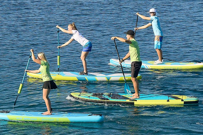 Koszulka męska lycra PADDLEBOARDING LIGHT BLUE - krótki rękaw