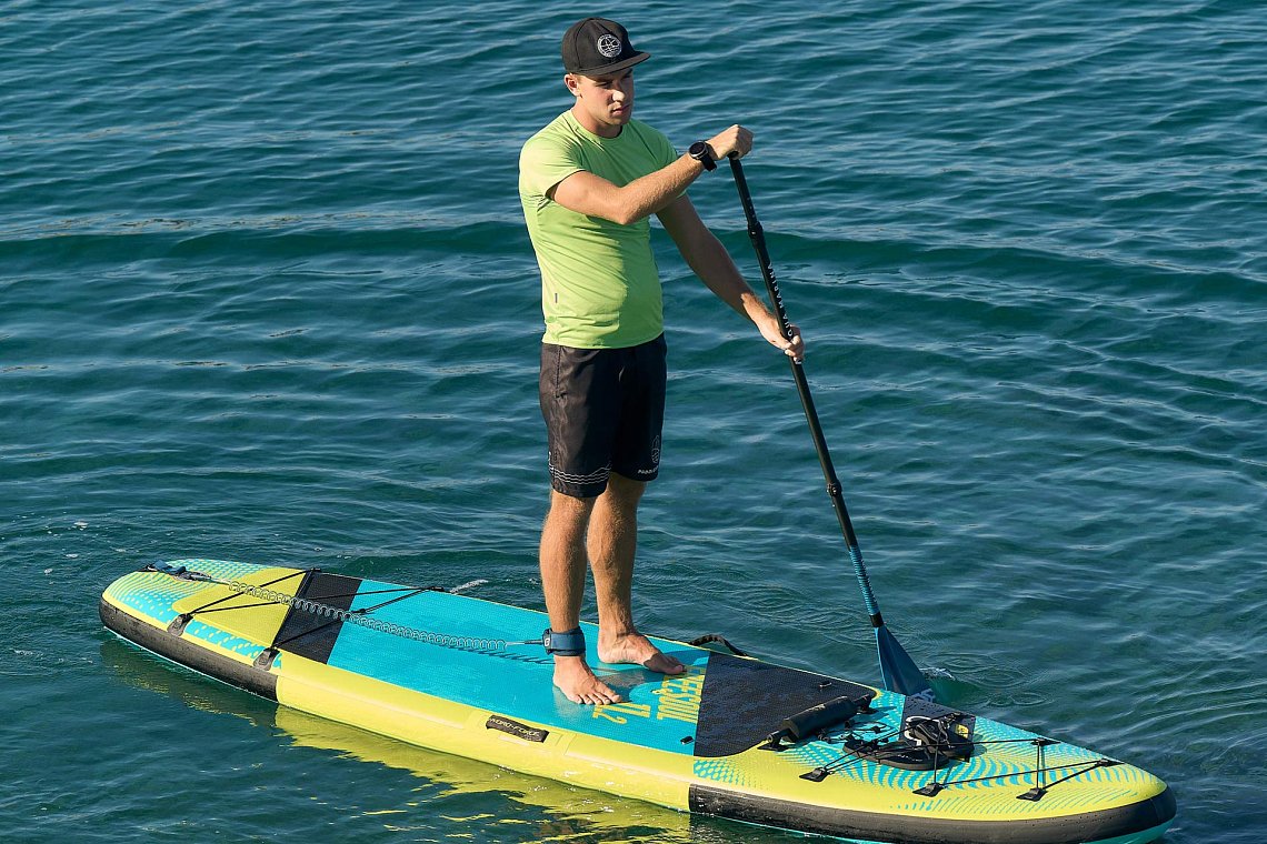 Koszulka męska lycra PADDLEBOARDING NEON GREEN - długi rękaw