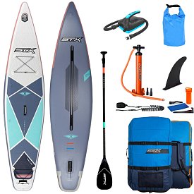 Deska SUP STX PURE Tourer 14'0 x 29 z wiosłem laminatowym - pompowany paddleboard model 2022