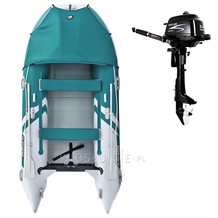 Ponton GLADIATOR ACTIVE C370AL sea green white - pompowana łódź z aluminiową podłogą