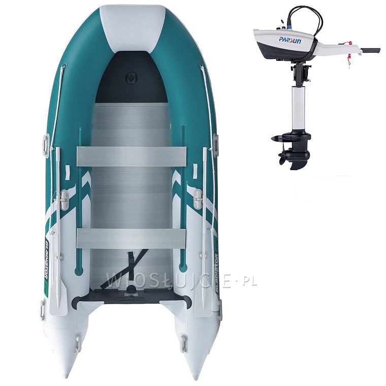 Ponton GLADIATOR CLASSIC B370AL sea green white - pompowana łódź z aluminiową podłogą