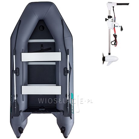 Ponton GLADIATOR LIGHT AK320WF dark grey - pompowana łódź z drewnianą podłogą