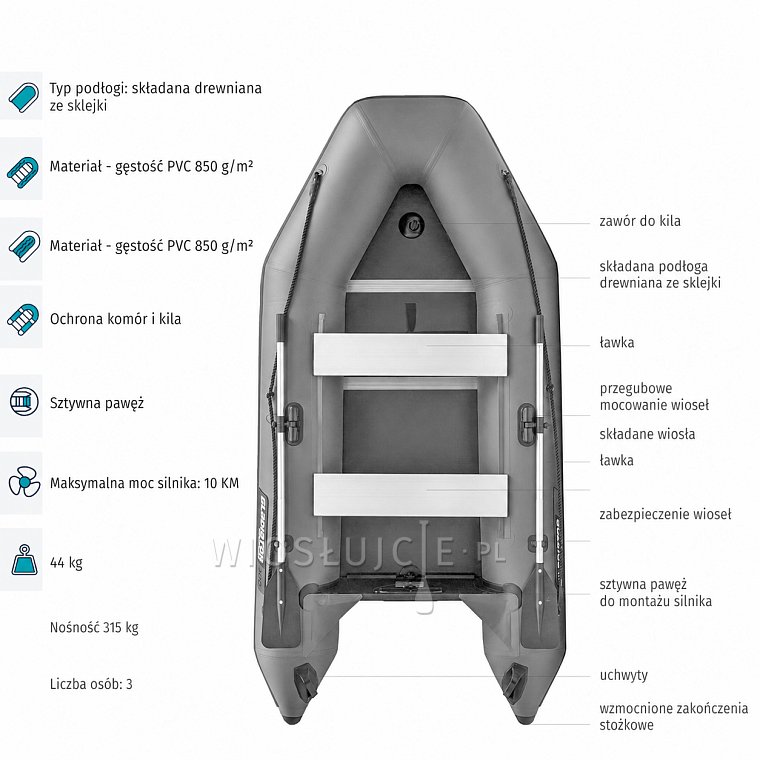Ponton GLADIATOR LIGHT AK320WF green - pompowana łódź z drewnianą podłogą