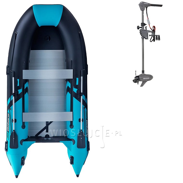 Ponton GLADIATOR CLASSIC B370AL black turquoise - pompowana łódź z aluminiową podłogą
