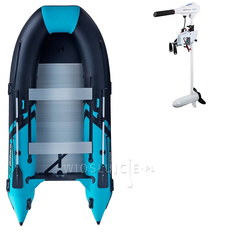 Ponton GLADIATOR CLASSIC B370AL black turquoise - pompowana łódź z aluminiową podłogą