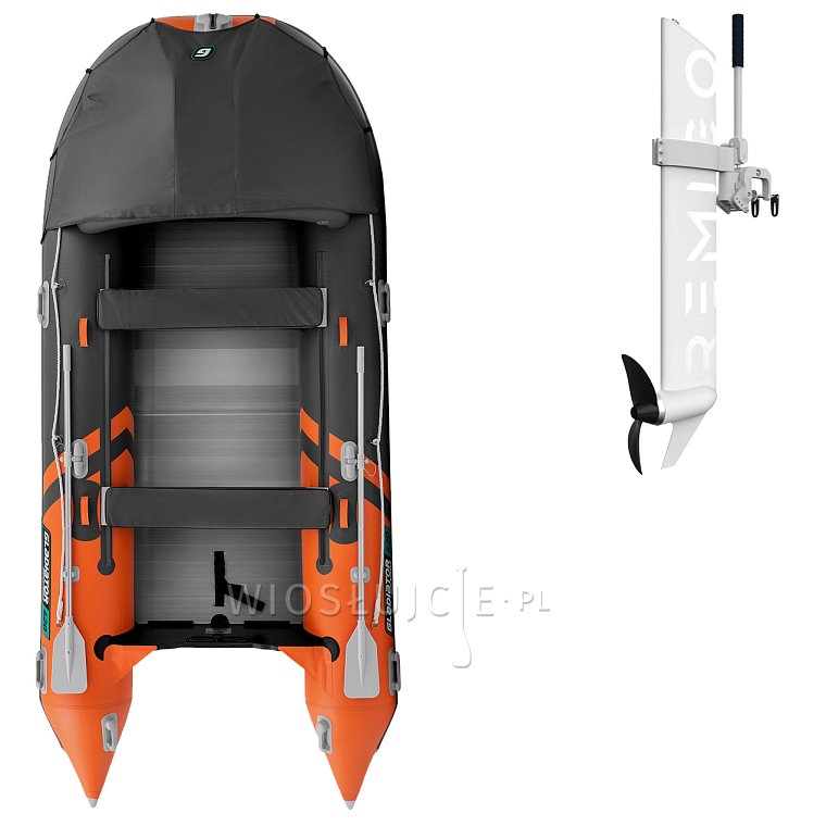 Ponton GLADIATOR ACTIVE C420AL orange dark grey - pompowana łódź z aluminiową podłogą