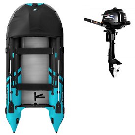 Ponton GLADIATOR ACTIVE C420AL black turquoise - pompowana łódź z aluminiową podłogą