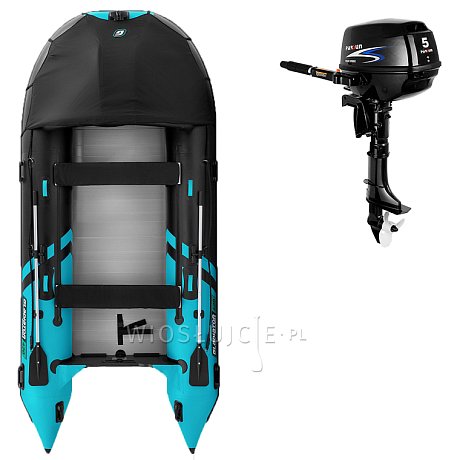 Ponton GLADIATOR ACTIVE C420AL black turquoise - pompowana łódź z aluminiową podłogą