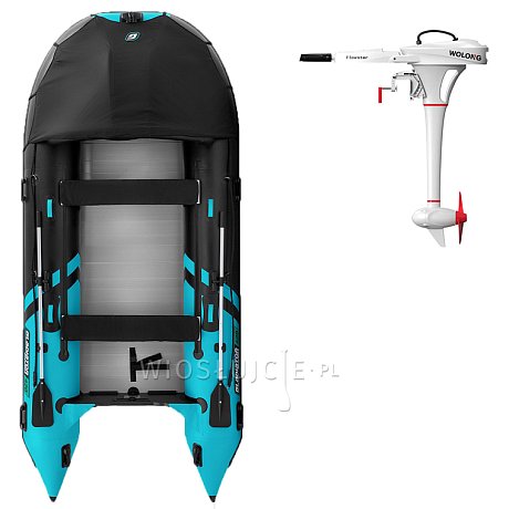 Ponton GLADIATOR ACTIVE C420AL black turquoise - pompowana łódź z aluminiową podłogą