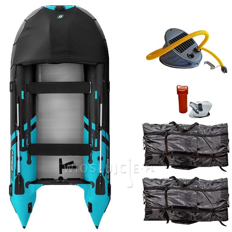 Člun GLADIATOR ACTIVE C420AL black turquoise - nafukovací člun s hliníkovou podlahou