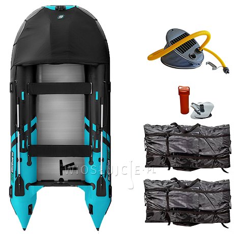 Ponton GLADIATOR ACTIVE C420AL black turquoise - pompowana łódź z aluminiową podłogą