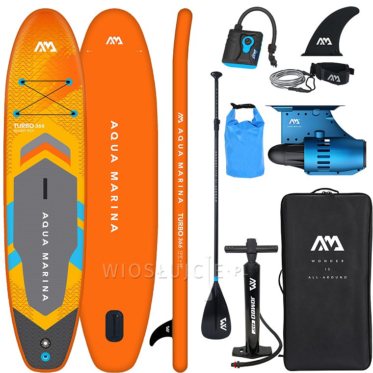 Paddleboard AQUA MARINA GO TURBO 366  12'0'' s  motorem AQUA MARINA BlueDrive S Power fin