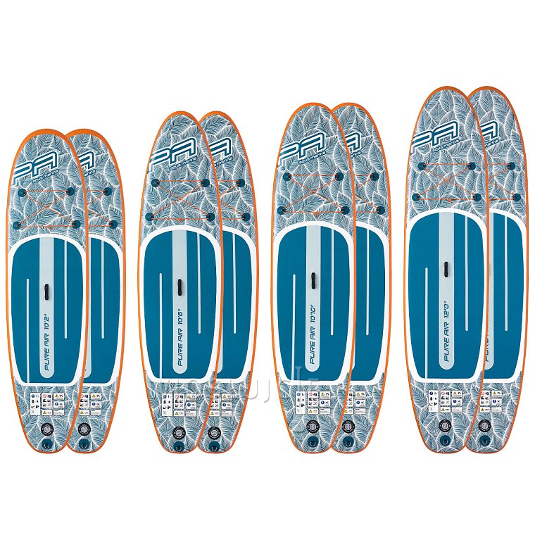 SUPER ZESTAW 8 DESEK SUP dla rodziny - AQUA MARINA PURE AIR 10´2, 10´6, 10´10, 12´0