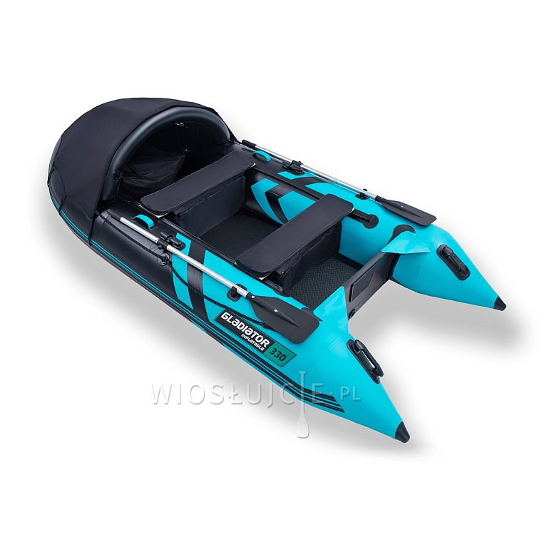 Člun GLADIATOR ACTIVE C330AD black turquoise - nafukovací člun s vysokotlakou podlahou