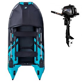 Ponton GLADIATOR ACTIVE C330AD black turquoise - pompowana łódź z pompowaną podłogą