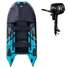 Ponton GLADIATOR ACTIVE C330AD black turquoise - pompowana łódź z pompowaną podłogą