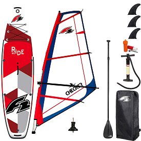 Zestaw windsurfingowy  F2 RIDE  10'5 RED WINDSURF  + pędnik F2 CHECKER RIG - pompowany paddleboard, windsurfing, kajak