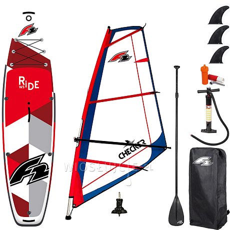 Zestaw windsurfingowy  F2 RIDE  10'5 RED WINDSURF  + pędnik F2 CHECKER RIG - pompowany paddleboard, windsurfing, kajak