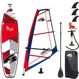 Zestaw windsurfingowy  F2 RIDE  10'5 RED WINDSURF  + pędnik F2 CHECKER RIG - pompowany paddleboard, windsurfing, kajak