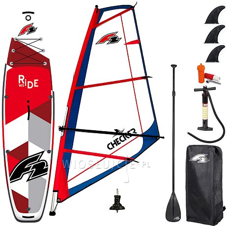 Zestaw windsurfingowy  F2 RIDE  10'5 RED WINDSURF  + pędnik F2 CHECKER RIG - pompowany paddleboard, windsurfing, kajak
