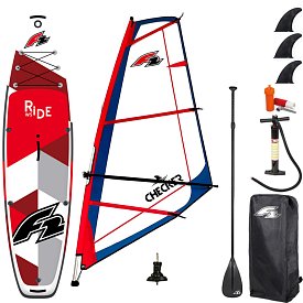Zestaw windsurfingowy  F2 RIDE  10'5 RED WINDSURF  + pędnik F2 CHECKER RIG - pompowany paddleboard, windsurfing, kajak