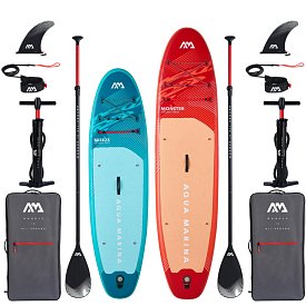 Zestaw 2 desek SUP AQUA MARINA BREEZE 9'10 Silver Tree i MONSTER 12'0 Sky Glider 2026 - rodzinny komplet desek SUP