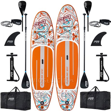 Zestaw 2 desek SUP AQUA MARINA PURE AIR COAST ORANGE 10'10'' i 12'0 - rodzinny komplet desek SUP